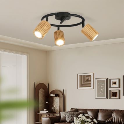 Brilagi - Точечный светильник MODERN WOOD 3xGU10/8W/230V дерево/чёрный