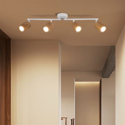 Brilagi - Точечный светильник MODERN WOOD 4xGU10/8W/230V дерево/белый