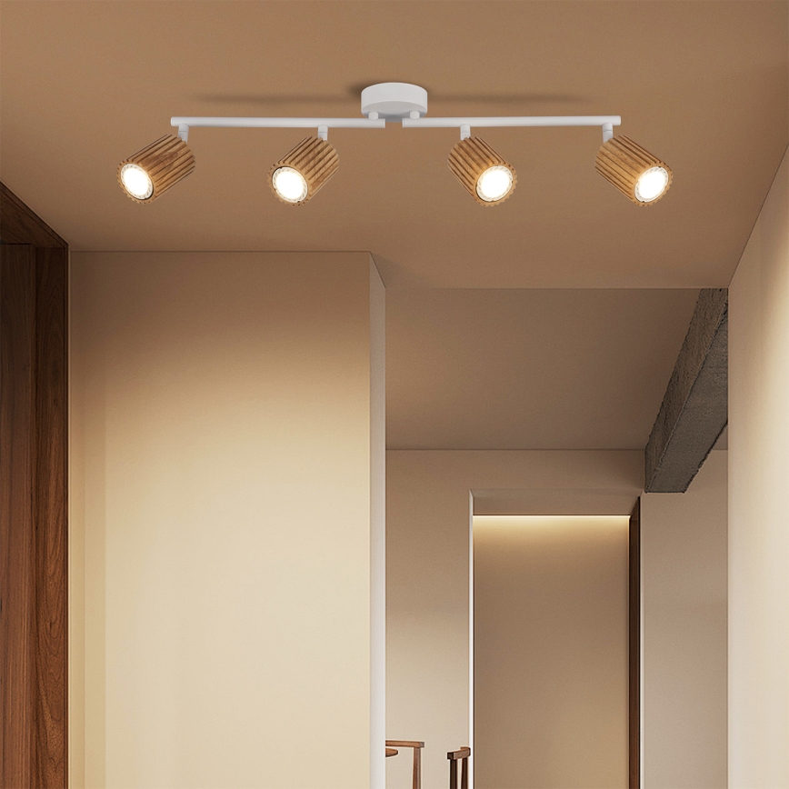 Brilagi - Точечный светильник MODERN WOOD 4xGU10/8W/230V дерево/белый