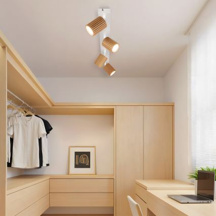 Brilagi - Точечный светильник MODERN WOOD 4xGU10/8W/230V дерево/белый