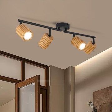 Brilagi - Точечный светильник MODERN WOOD 4xGU10/8W/230V дерево/чёрный