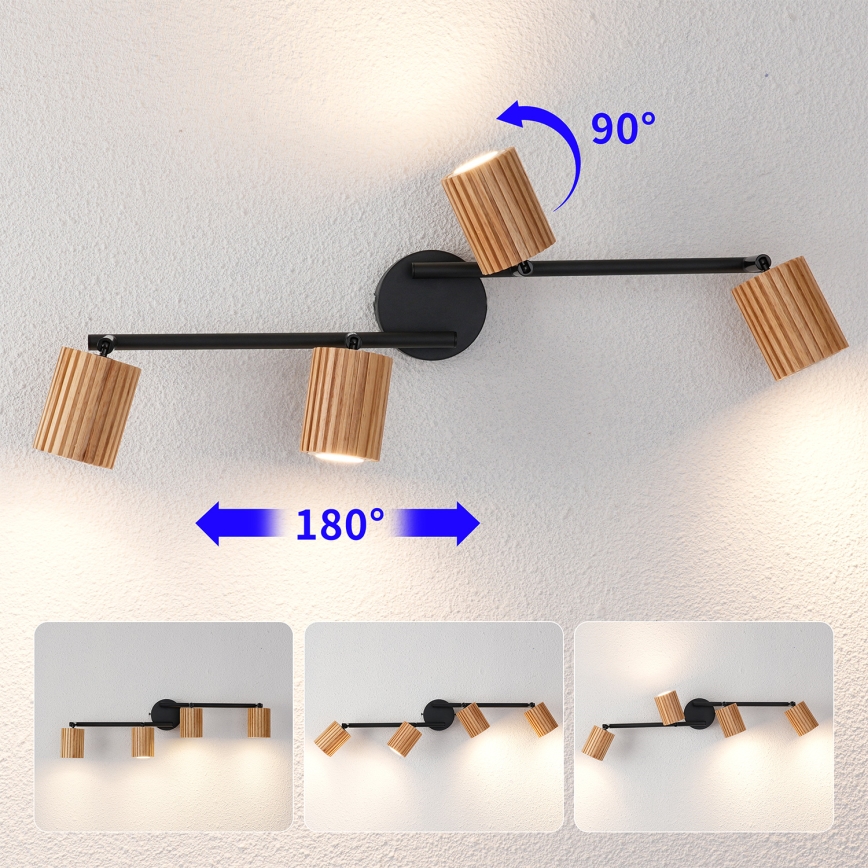 Brilagi - Точечный светильник MODERN WOOD 4xGU10/8W/230V дерево/чёрный