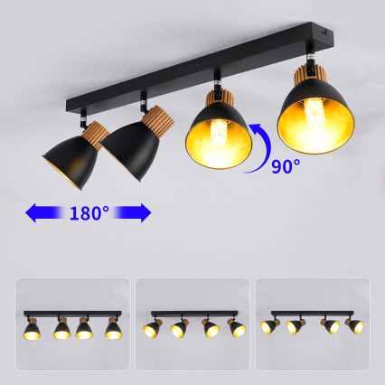 Brilagi - Точечный светильник ODENSE 4xE14/10W/230V дерево/чёрный