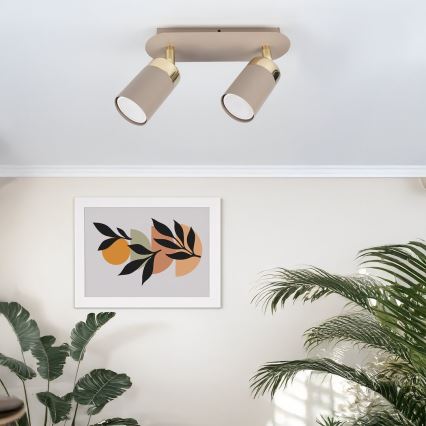 Brilagi - Точечный светильник POKER 2xGU10/25W/230V бежевая/золотая