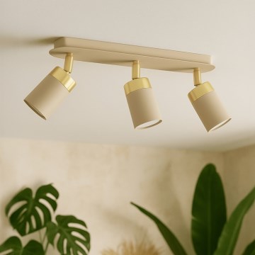 Brilagi - Точечный светильник POKER 3xGU10/25W/230V бежевая/золотая