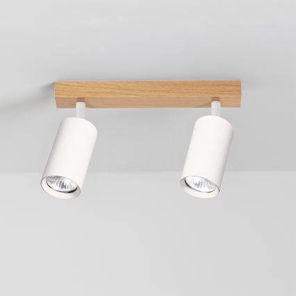 Brilagi - Точечный светильник SELE 2xGU10/30W/230V белый/декор дуба
