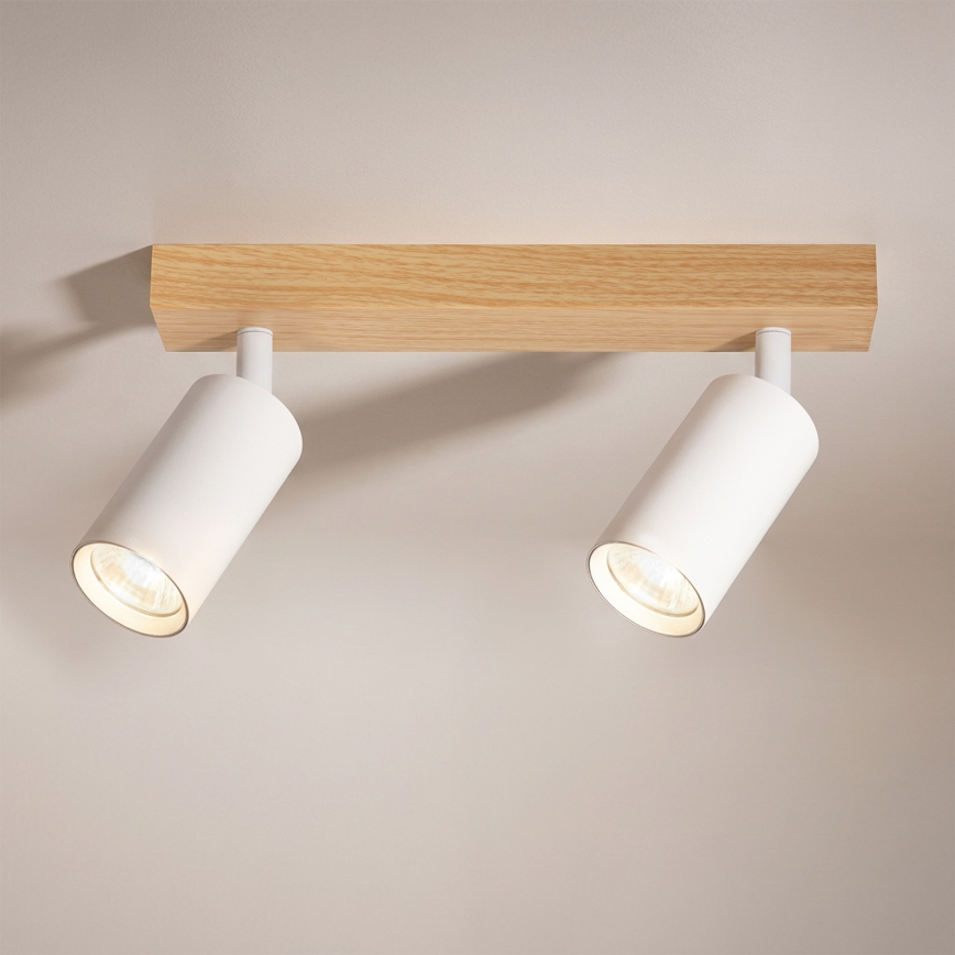 Brilagi - Точечный светильник SELE 2xGU10/30W/230V белый/декор дуба