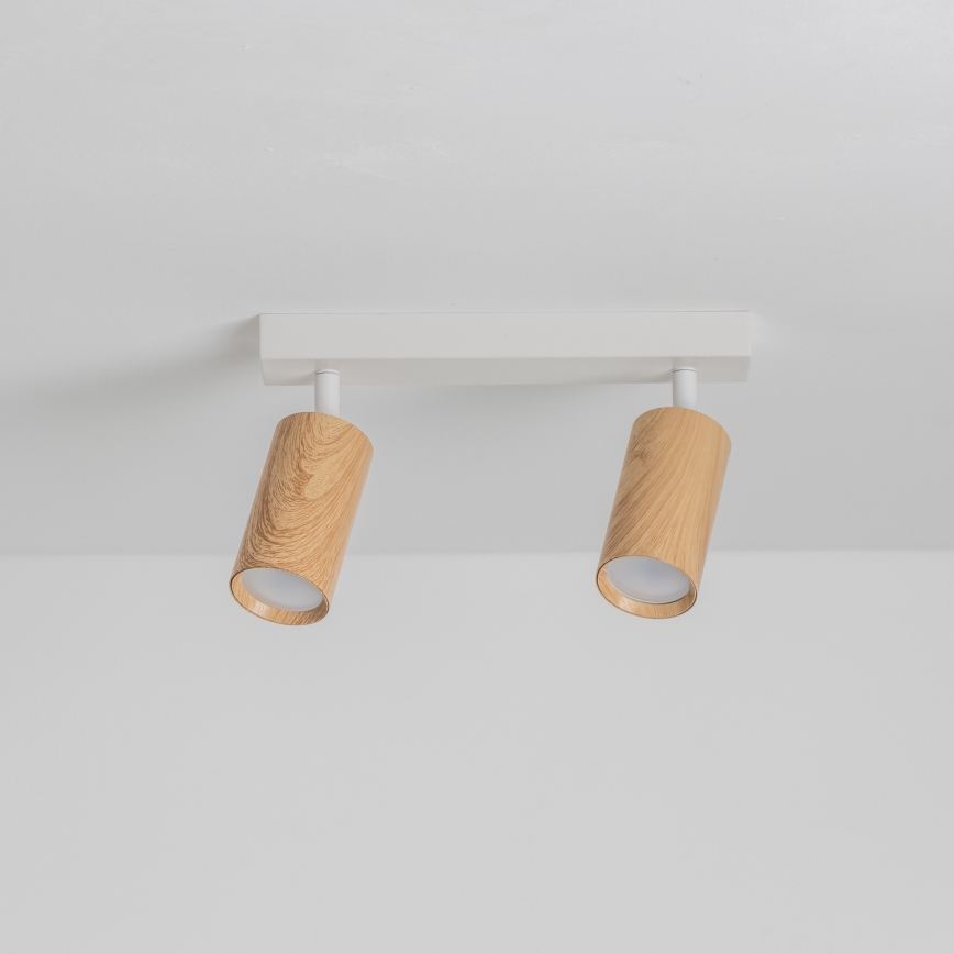 Brilagi - Точечный светильник SELE 2xGU10/30W/230V белый/дубовый декор