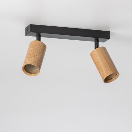 Brilagi - Точечный светильник SELE 2xGU10/30W/230V черный/дубовый декор