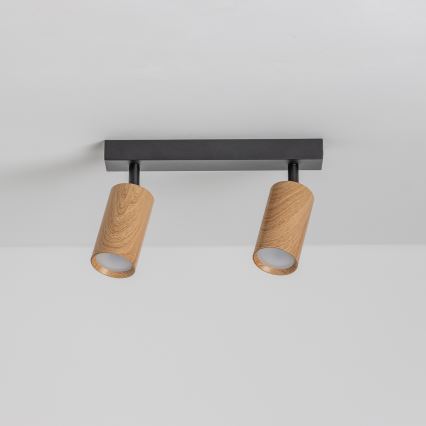 Brilagi - Точечный светильник SELE 2xGU10/30W/230V черный/дубовый декор