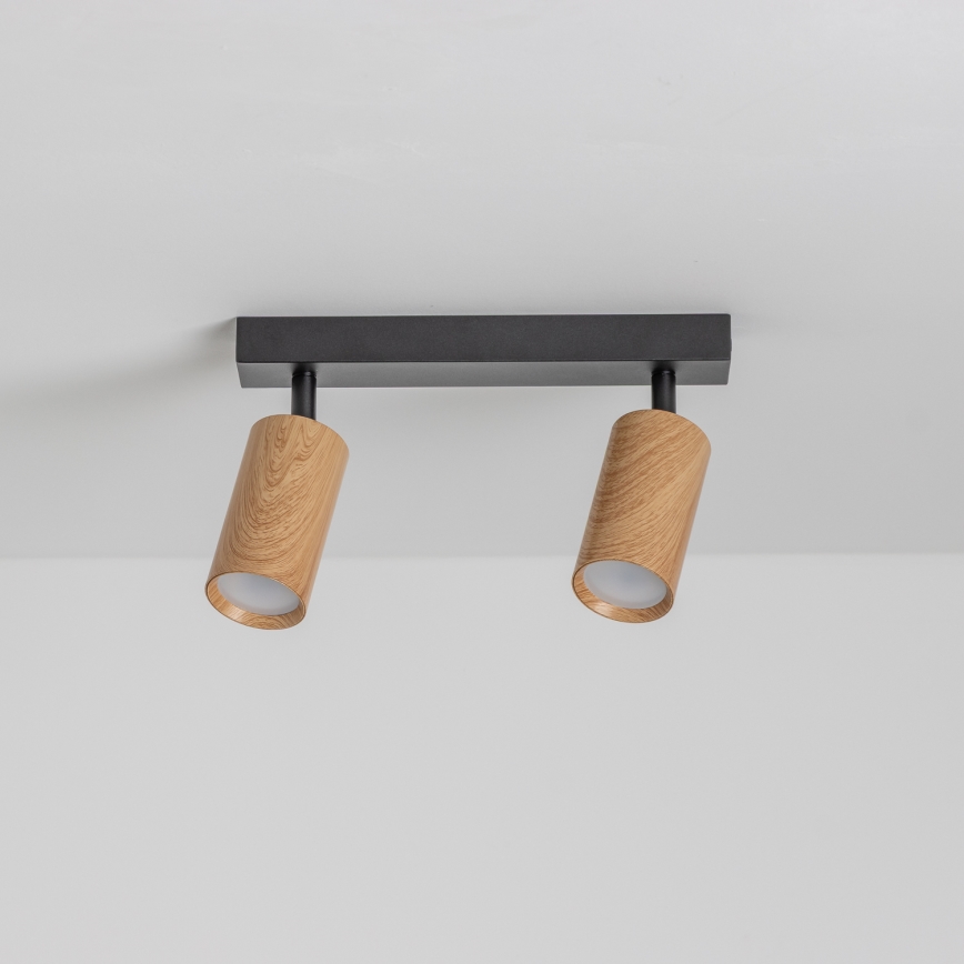 Brilagi - Точечный светильник SELE 2xGU10/30W/230V черный/дубовый декор