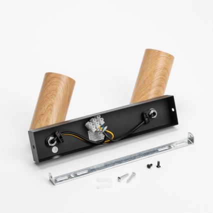 Brilagi - Точечный светильник SELE 2xGU10/30W/230V черный/дубовый декор