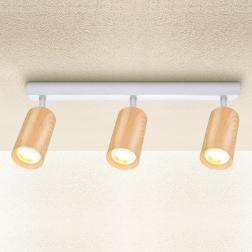 Brilagi - Точечный светильник SELE 3xGU10/30W/230V белый/дубовый декор