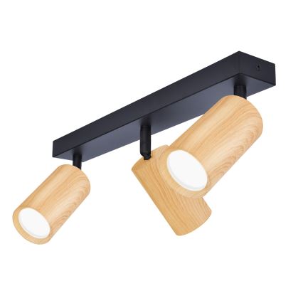 Brilagi - Точечный светильник SELE 3xGU10/30W/230V черный/дубовый декор