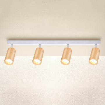 Brilagi - Точечный светильник SELE 4xGU10/30W/230V белый/дубовый декор