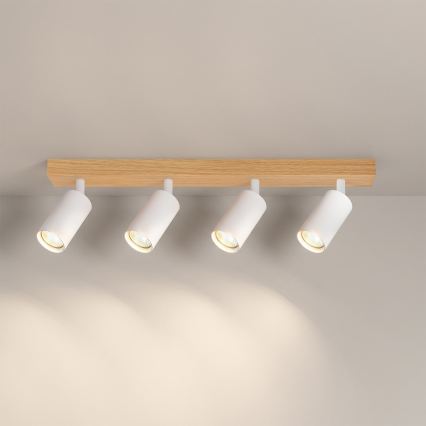Brilagi - Точечный светильник SELE 4xGU10/30W/230V белый/дубовый декор