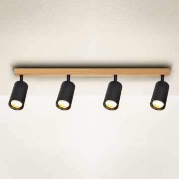 Brilagi - Точечный светильник SELE 4xGU10/30W/230V черный/декор дуба