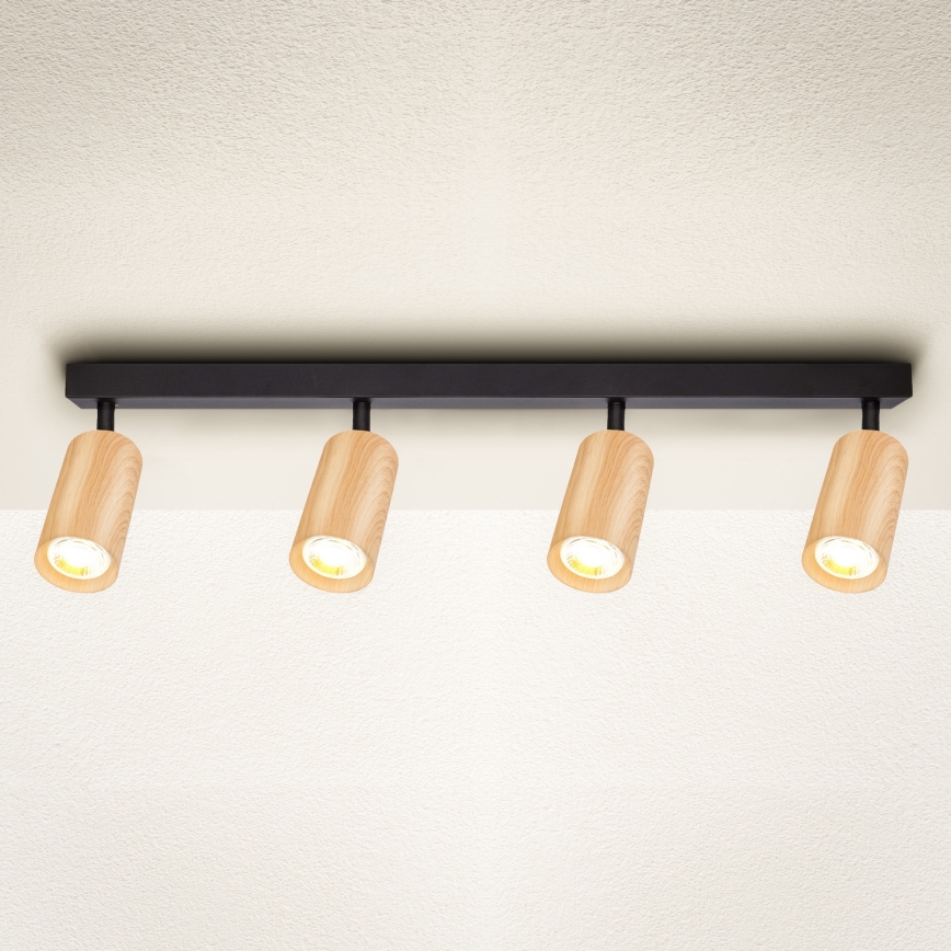 Brilagi - Точечный светильник SELE 4xGU10/30W/230V черный/дубовый декор