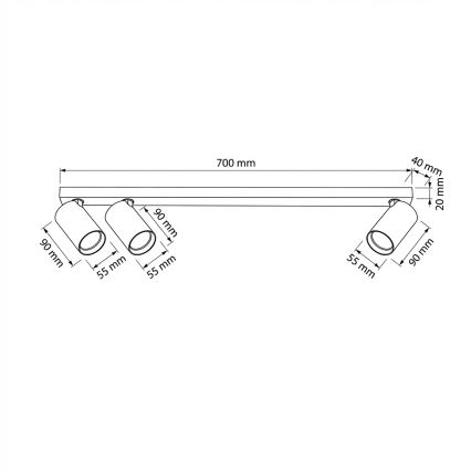 Brilagi - Точечный светильник SELE LONG 3xGU10/30W/230V черный