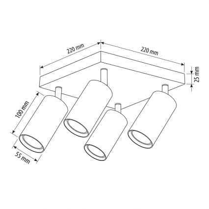 Brilagi - Точечный светильник SELE SQUARE 4xGU10/30W/230V, белый/дубовый декор