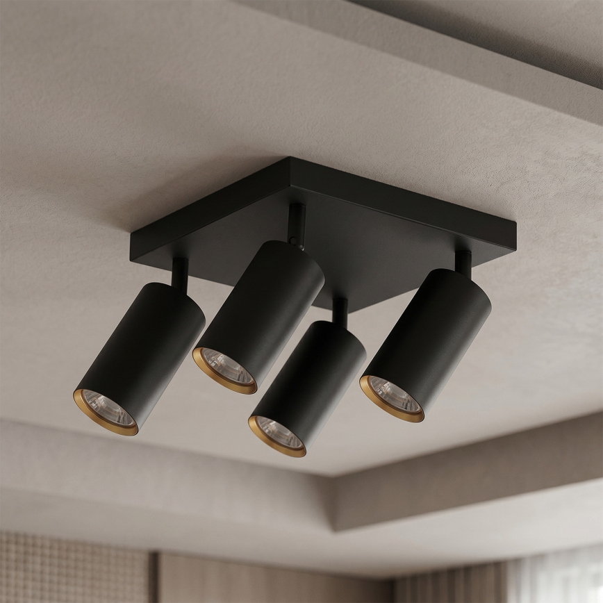 Brilagi - Точечный светильник SELE SQUARE 4xGU10/30W/230V черный/золотой