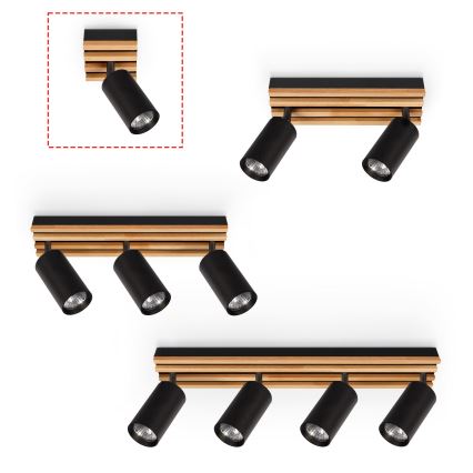 Brilagi - Точечный светильник SELE WOOD 1xGU10/30W/230V черный/дерево