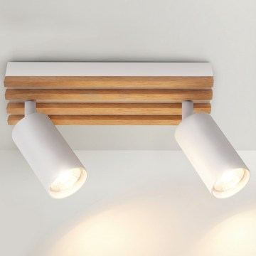 Brilagi - Точечный светильник SELE WOOD 2xGU10/30W/230V белый/дерево