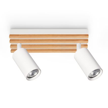 Brilagi - Точечный светильник SELE WOOD 2xGU10/30W/230V белый/дерево