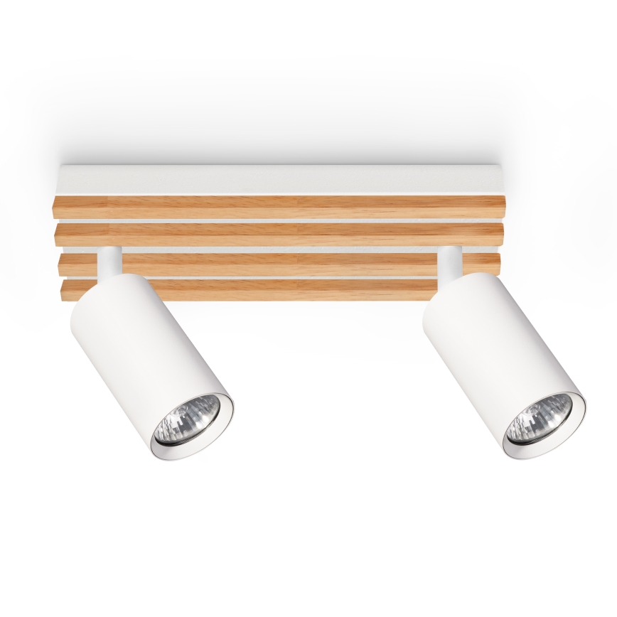 Brilagi - Точечный светильник SELE WOOD 2xGU10/30W/230V белый/дерево