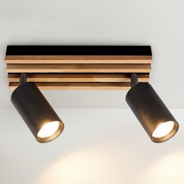 Brilagi - Точечный светильник SELE WOOD 2xGU10/30W/230V чёрный/дерево