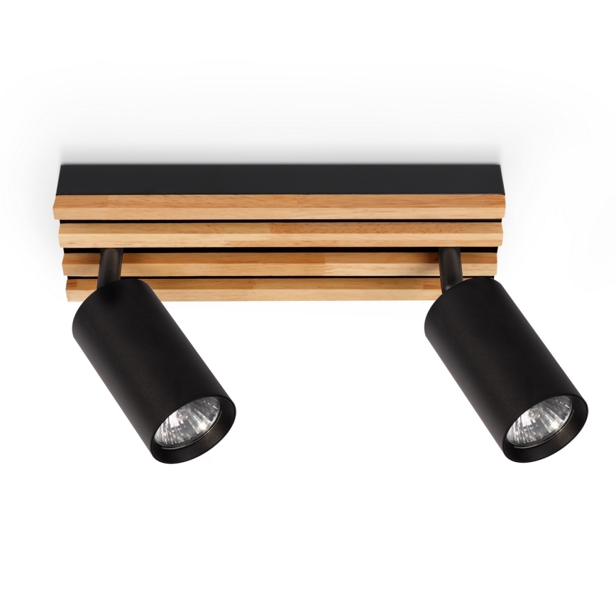 Brilagi - Точечный светильник SELE WOOD 2xGU10/30W/230V чёрный/дерево