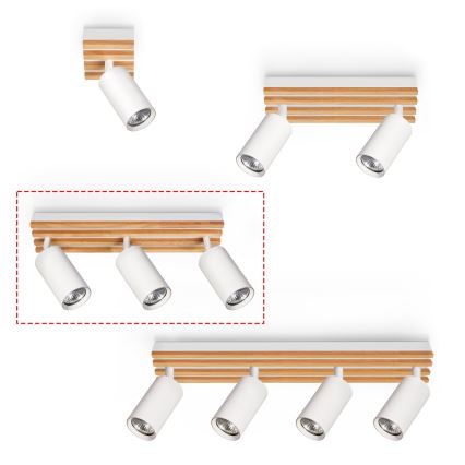Brilagi - Точечный светильник SELE WOOD 3xGU10/30W/230V белый/дерево