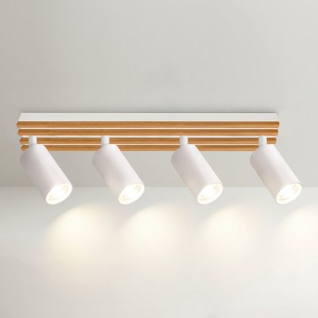Brilagi - точечный светильник SELE WOOD 4xGU10/30W/230V белый/деревянный