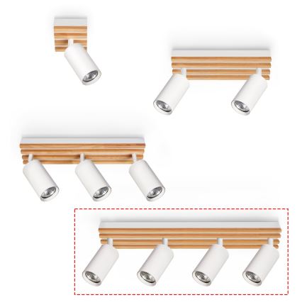 Brilagi - точечный светильник SELE WOOD 4xGU10/30W/230V белый/деревянный