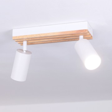 Brilagi - Точечный светильник SELE WOOD ACOUSTIC 2xGU10/30W/230V белый/дерево