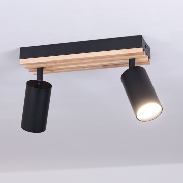 Brilagi - Точечный светильник SELE WOOD ACOUSTIC 2xGU10/30W/230V чёрный/дерево