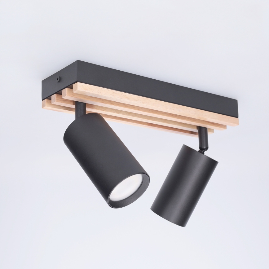 Brilagi - Точечный светильник SELE WOOD ACOUSTIC 2xGU10/30W/230V чёрный/дерево