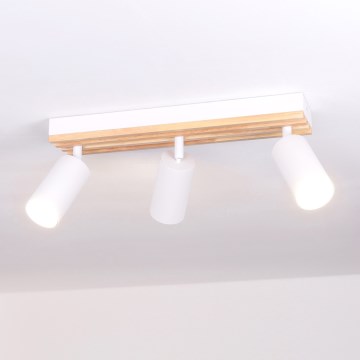 Brilagi - Точечный светильник SELE WOOD ACOUSTIC 3xGU10/30W/230V белый/дерево