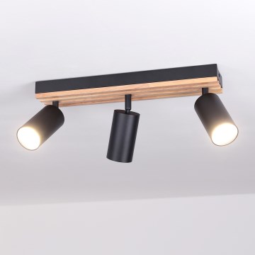 Brilagi - точечный светильник SELE WOOD ACOUSTIC 3xGU10/30W/230V чёрный/дерево
