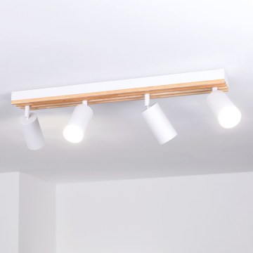 Brilagi - точечный светильник SELE WOOD ACOUSTIC 4xGU10/30W/230V белый/деревянный
