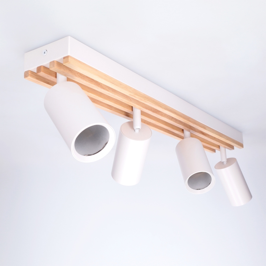 Brilagi - точечный светильник SELE WOOD ACOUSTIC 4xGU10/30W/230V белый/деревянный