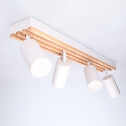 Brilagi - точечный светильник SELE WOOD ACOUSTIC 4xGU10/30W/230V белый/деревянный