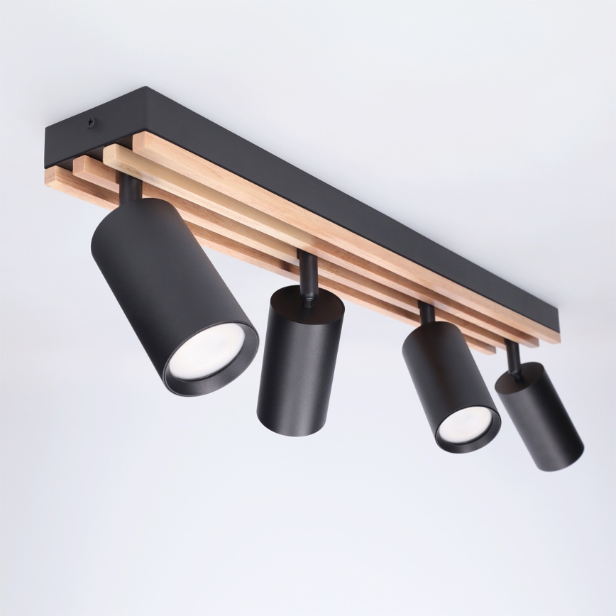 Brilagi - точечный светильник SELE WOOD ACOUSTIC 4xGU10/30W/230V чёрный/дерево