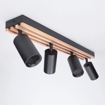 Brilagi - точечный светильник SELE WOOD ACOUSTIC 4xGU10/30W/230V чёрный/дерево