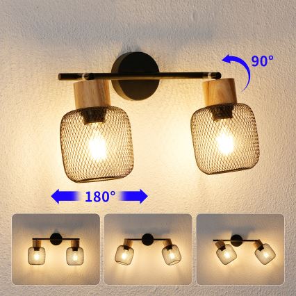 Brilagi - Точковий світильник BASKLITE 2xE27/15W/230V дерево/чорний