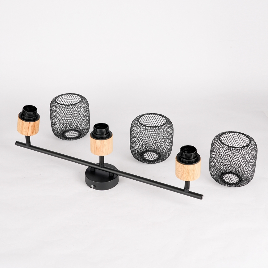 Brilagi - Точковий світильник BASKLITE 3xE27/15W/230V дерево/чорний