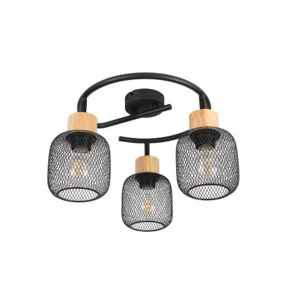 Brilagi - Точковий світильник BASKLITE 3xE27/15W/230V каучукове дерево/чорний