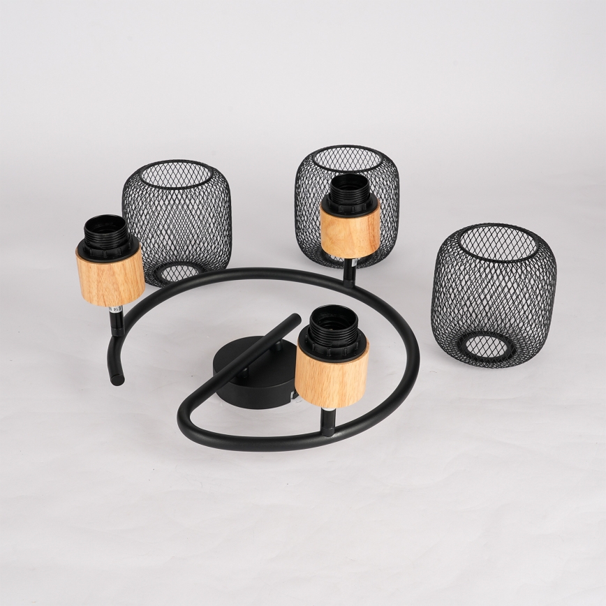 Brilagi - Точковий світильник BASKLITE 3xE27/15W/230V каучукове дерево/чорний