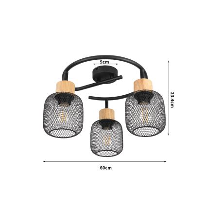 Brilagi - Точковий світильник BASKLITE 3xE27/15W/230V каучукове дерево/чорний