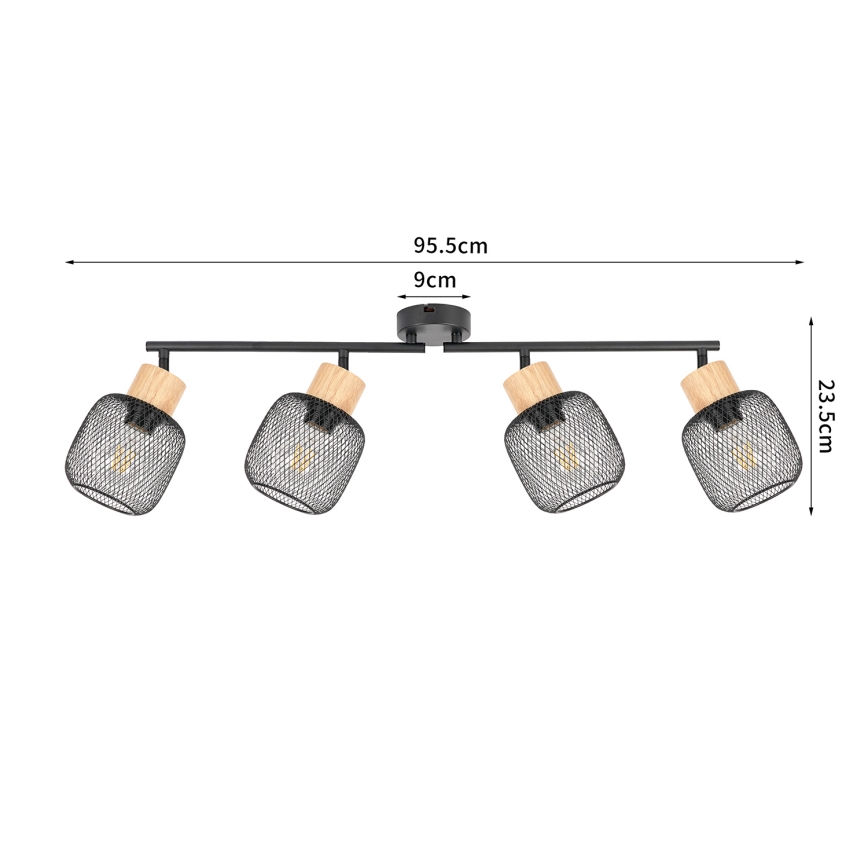 Brilagi - Точковий світильник BASKLITE 4xE27/15W/230V дерево/чорний